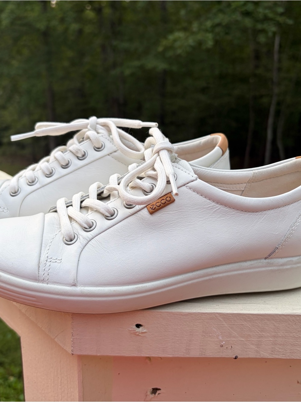 ECCO (Soft 7) Off-White Leather Low-Top Lace-Up Sneakers women’s EU size 39.